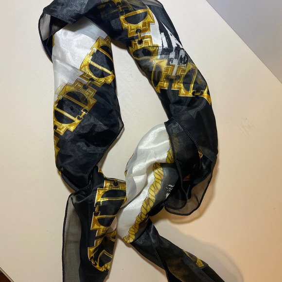Raffaello Roma Silk Scarf Black and Gold - Picture 5 of 5